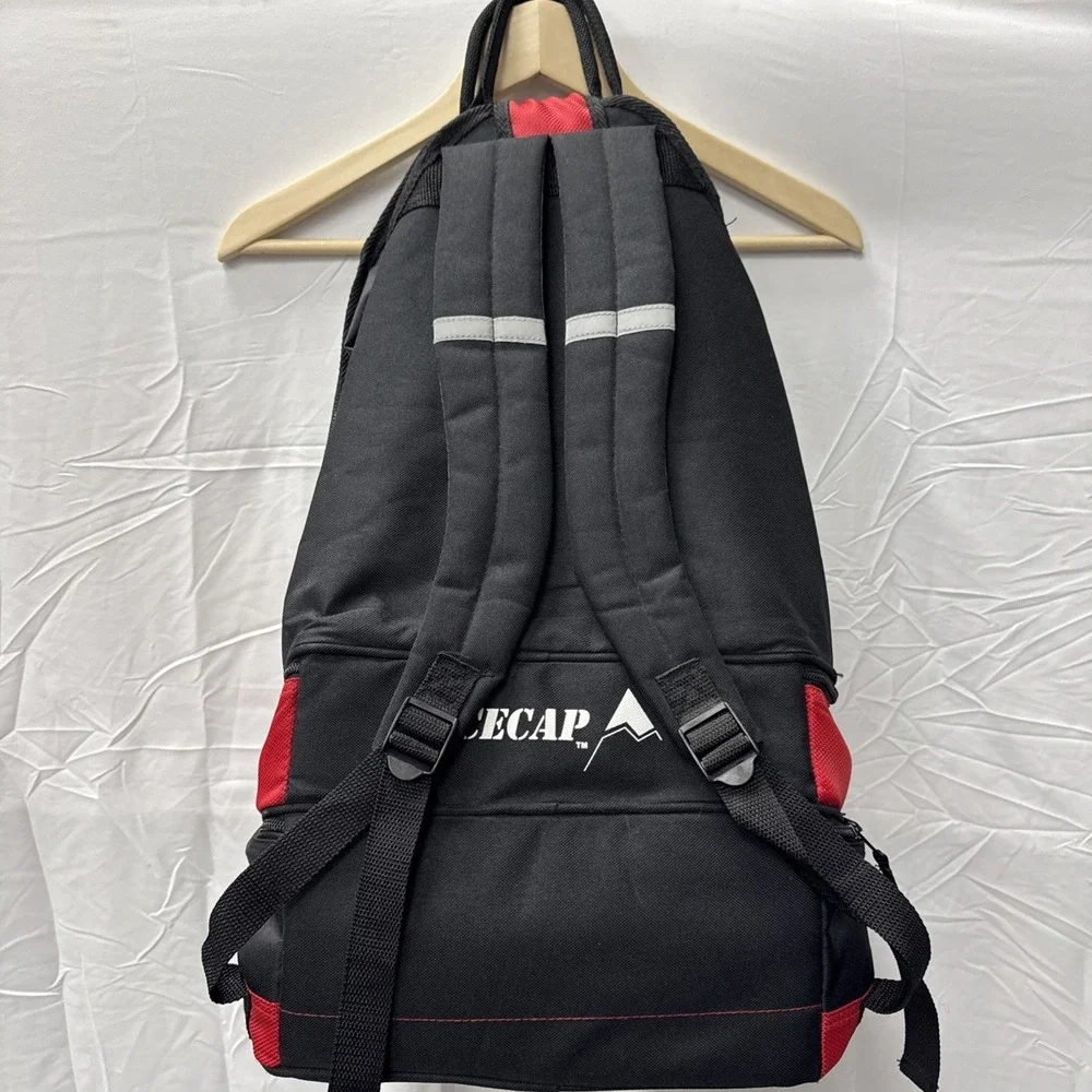 ICECAP‎ Black Red Mesh Insulated Cooler Backpack Lunch Bag Travel Beach Camping
